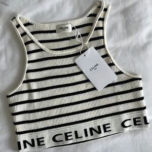 Celine Women's Black and White Striped Crop Top